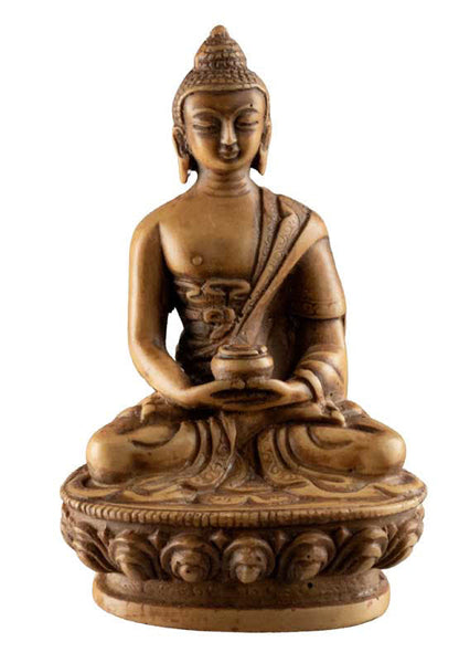 Statue Bouddha Amitabha 11,3 cm – Dhyana Mudra en résine beige du Népal