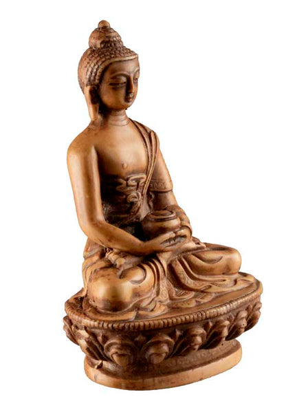 Statue Bouddha Amitabha 11,3 cm – Dhyana Mudra en résine beige du Népal