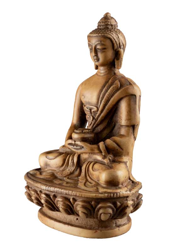 Statue Bouddha Amitabha 11,3 cm – Dhyana Mudra en résine beige du Népal