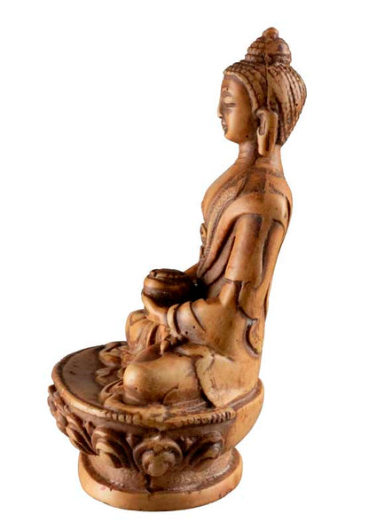 Statue Bouddha Amitabha 11,3 cm – Dhyana Mudra en résine beige du Népal