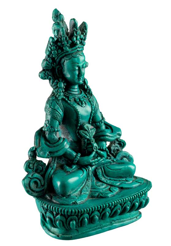 Statue Bouddha Amitayus de Longue Vie – Résine turquoise artisanale du Népal 14,5 cm