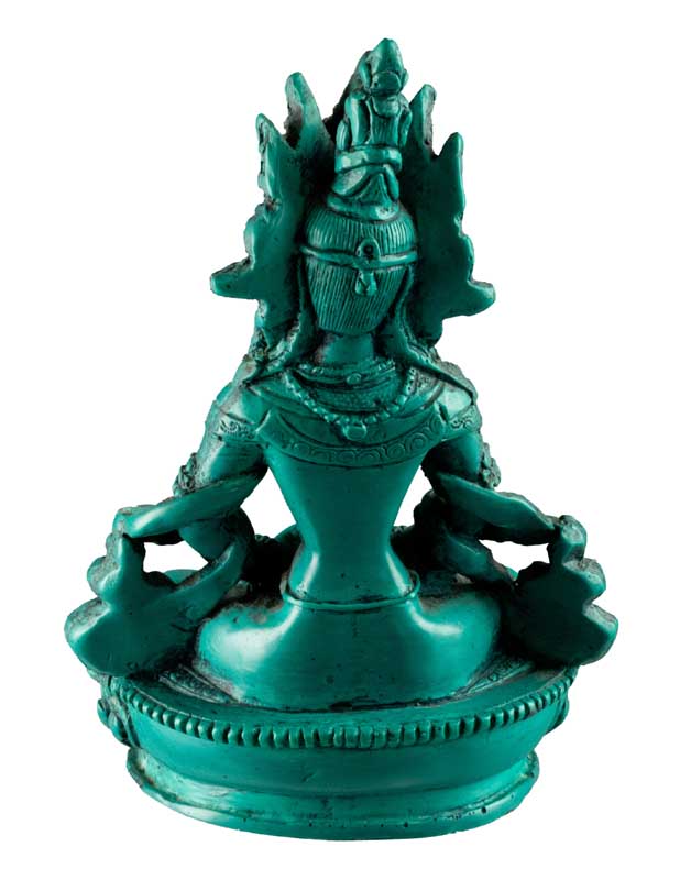 Statue Bouddha Amitayus de Longue Vie – Résine turquoise artisanale du Népal 14,5 cm