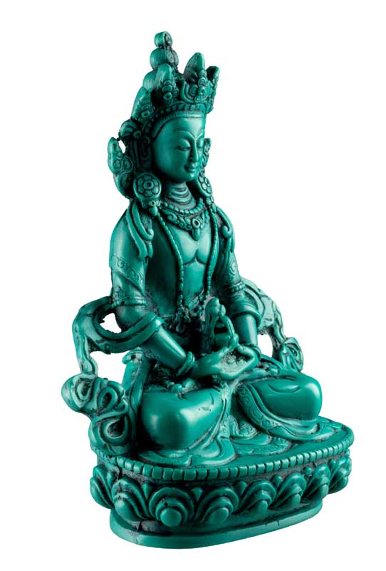 Statue Bouddha Amitayus de Longue Vie – Résine turquoise artisanale du Népal 14,5 cm