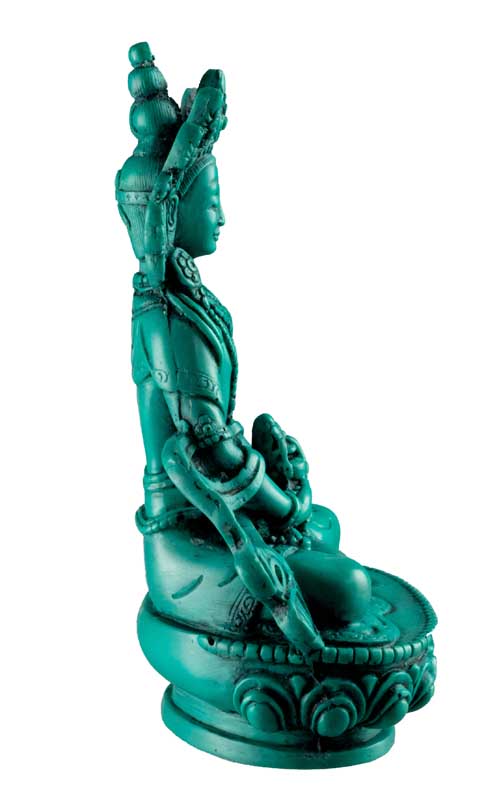 Statue Bouddha Amitayus de Longue Vie – Résine turquoise artisanale du Népal 14,5 cm