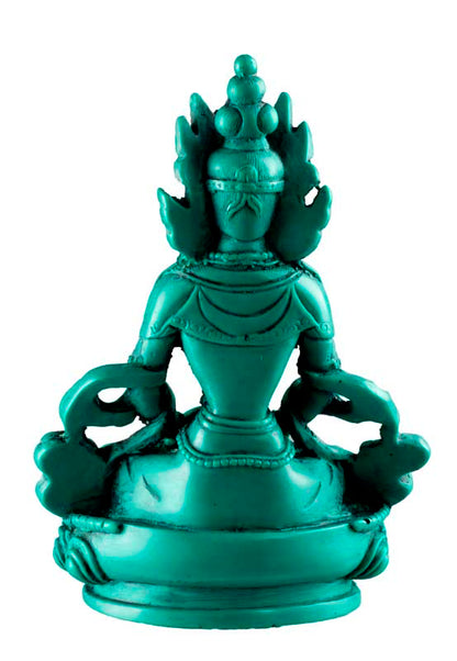 Statue Bouddha Amitayus de Longue Vie – Résine turquoise artisanale du Népal 14,5 cm