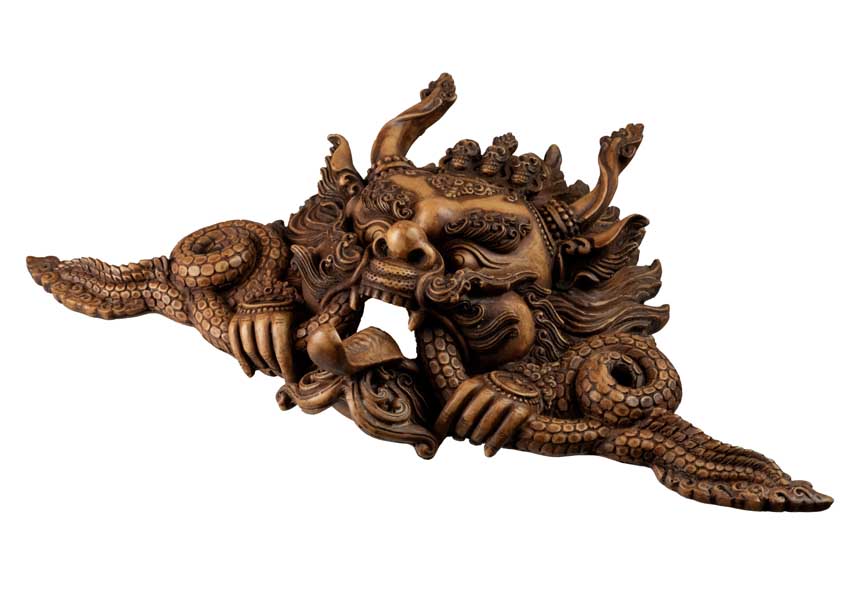 Masque Cheppu en Résine Beige 37 cm – Décoration Murale Népal