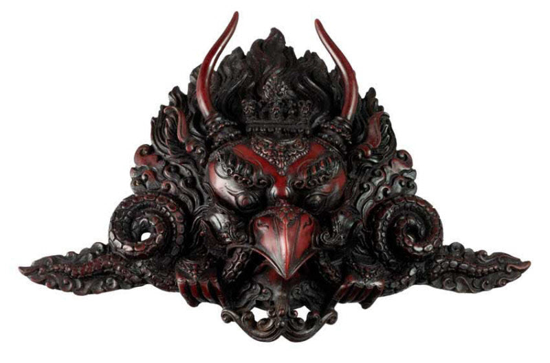 Masque Garuda en Résine Bordeaux 25,5 cm – Décoration Murale Népal