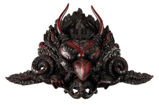Masque Garuda en Résine Bordeaux 25,5 cm – Décoration Murale Népal