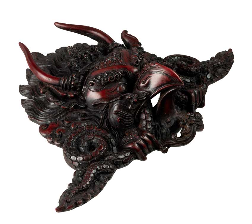 Masque Garuda en Résine Bordeaux 25,5 cm – Décoration Murale Népal