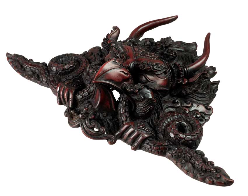 Masque Garuda en Résine Bordeaux 25,5 cm – Décoration Murale Népal