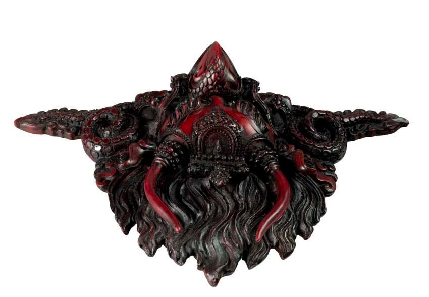 Masque Garuda en Résine Bordeaux 25,5 cm – Décoration Murale Népal