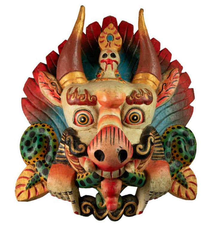 Masque Yamantaka En Bois – Décoration Murale Tibétaine Du Népal