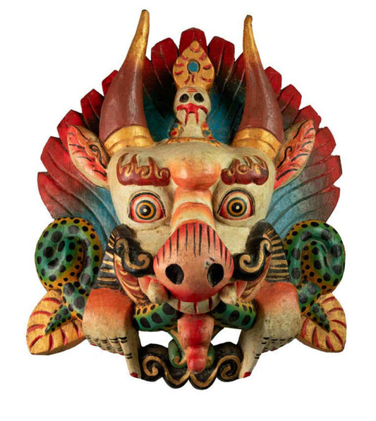 Masque Yamantaka En Bois – Décoration Murale Tibétaine Du Népal