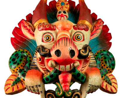 Masque Yamantaka En Bois – Décoration Murale Tibétaine Du Népal
