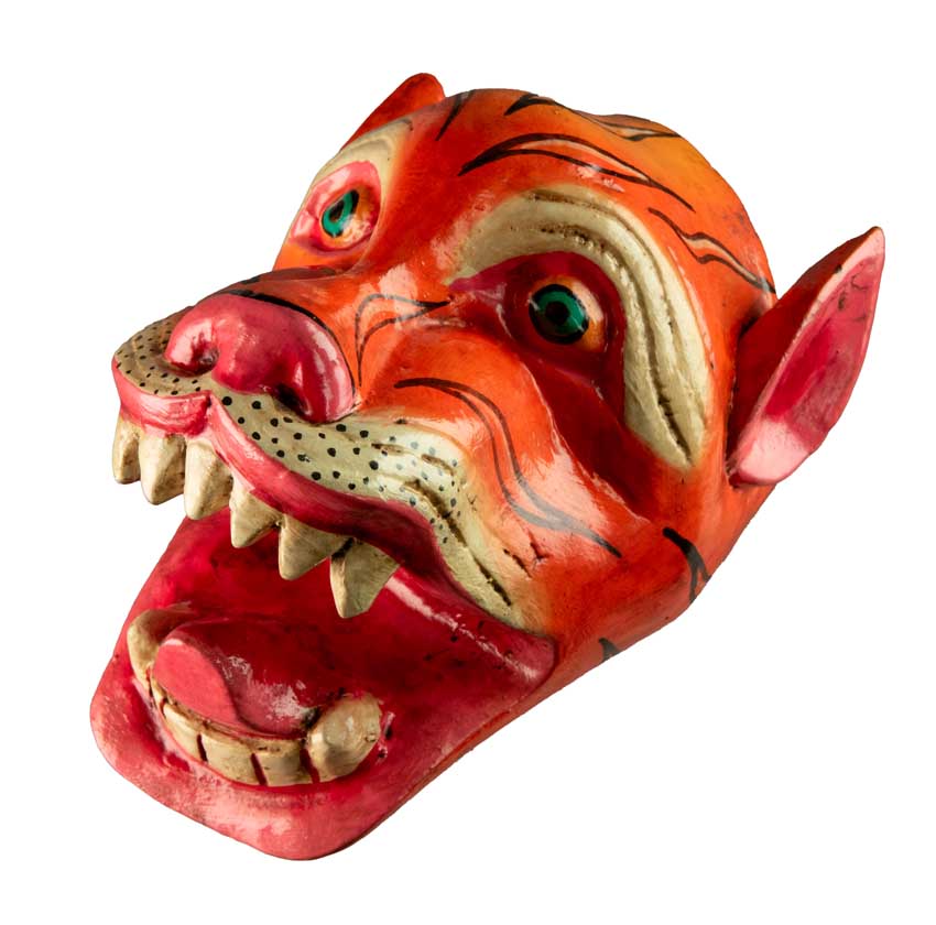Masque Tigre Népalais – Bois – Décoration Murale