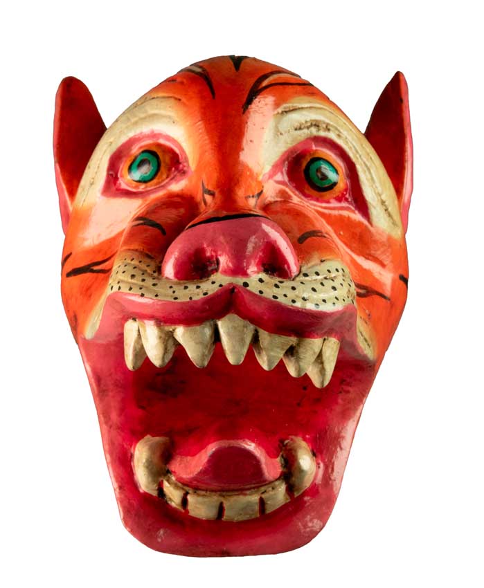 Masque Tigre Népalais – Bois – Décoration Murale