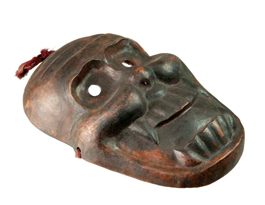 Masque Citipati Tête de Mort en Métal Vintage – Masque Tibétain Népalais 21,5 cm