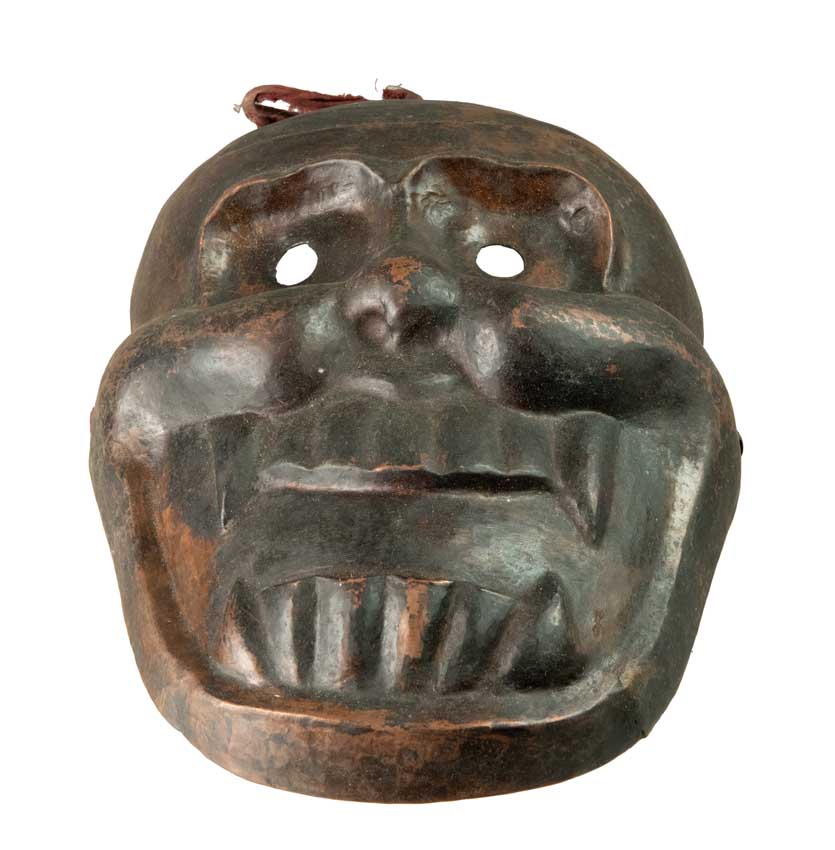 Masque Citipati Tête de Mort en Métal Vintage – Masque Tibétain Népalais 21,5 cm
