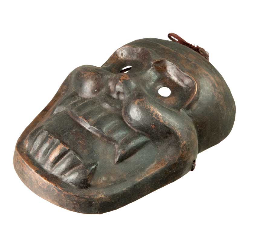Masque Citipati Tête de Mort en Métal Vintage – Masque Tibétain Népalais 21,5 cm