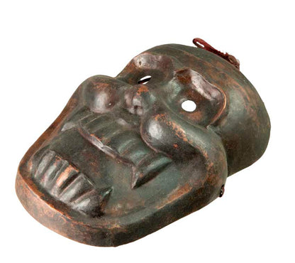 Masque Citipati Tête de Mort en Métal Vintage – Masque Tibétain Népalais 21,5 cm