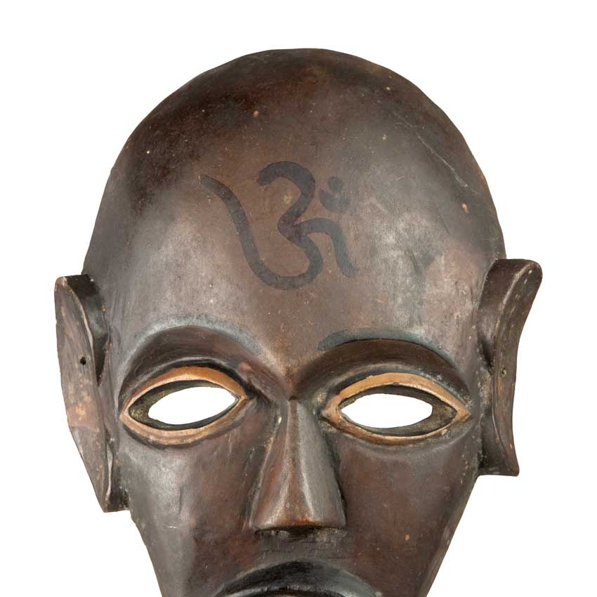 Masque Chamanique Tharu Népalais – Symbole Spirituel – Bois