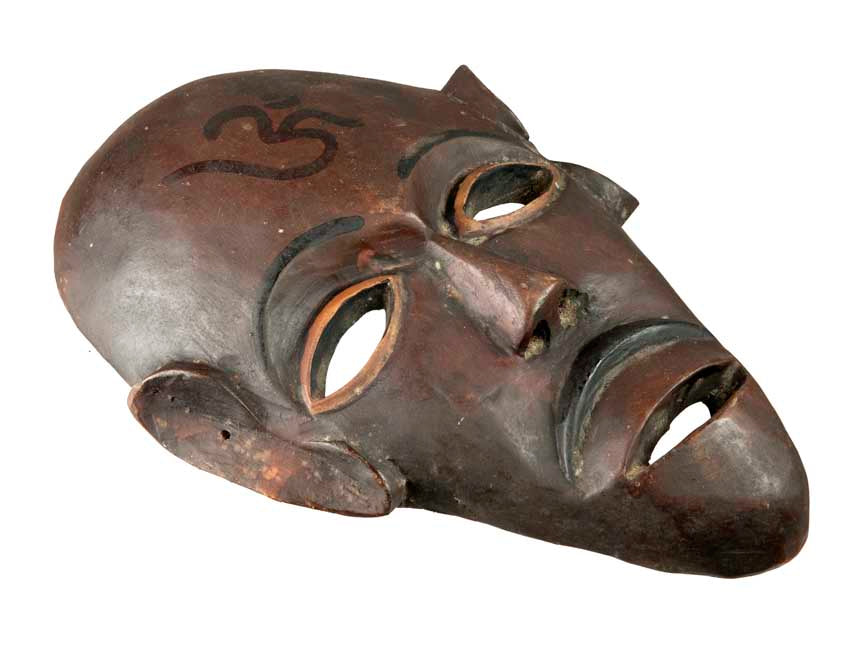 Masque Chamanique Tharu Népalais – Symbole Spirituel – Bois