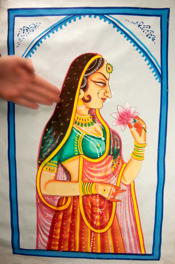 Peinture Pichwai Moghole Indienne – Portrait Princesse Maharani