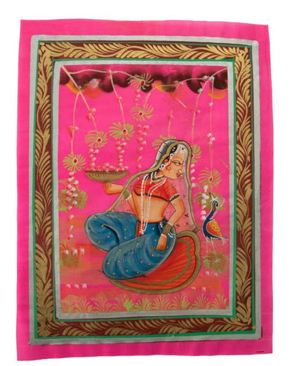 Peinture Rajput Miniature Art Mughal Inde : Princesse Maharani 31 cm