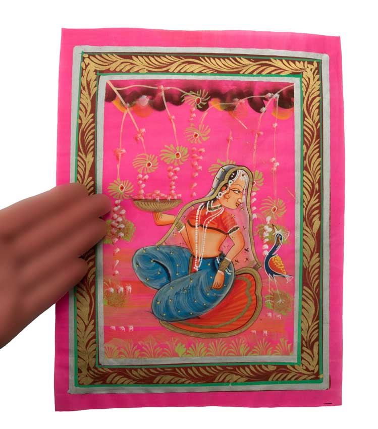 Peinture Rajput Miniature Art Mughal Inde : Princesse Maharani 31 cm
