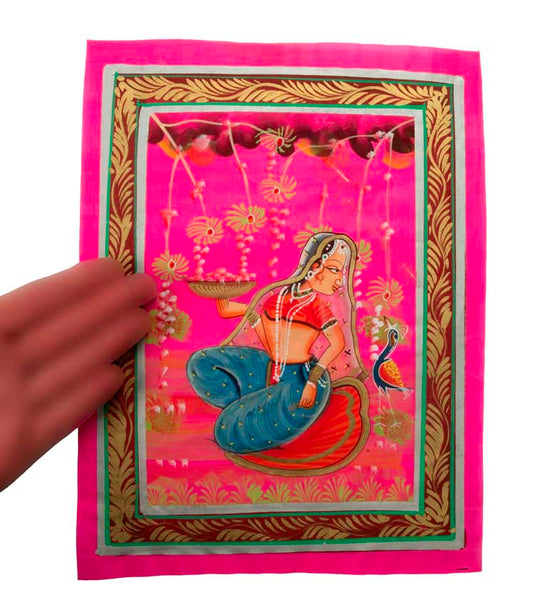 Peinture Rajput Miniature Art Mughal Inde : Princesse Maharani 31 cm