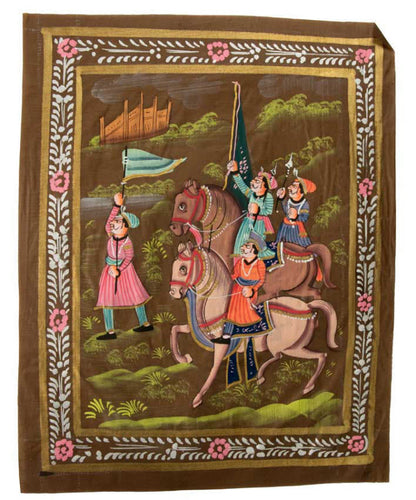 Peinture Rajput Miniature Indienne – Scène de Chasse à la Cour