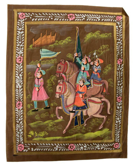 Peinture Rajput Miniature Indienne – Scène de Chasse à la Cour