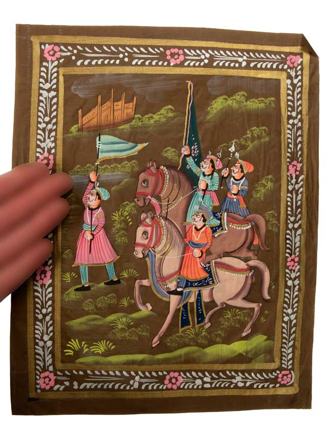 Peinture Rajput Miniature Indienne – Scène de Chasse à la Cour