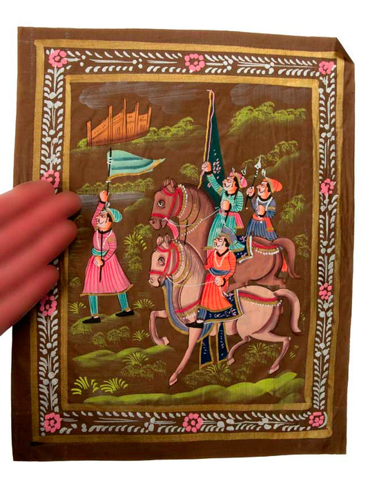 Peinture Rajput Miniature Indienne – Scène de Chasse à la Cour