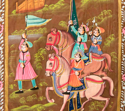 Peinture Rajput Miniature Indienne – Scène de Chasse à la Cour