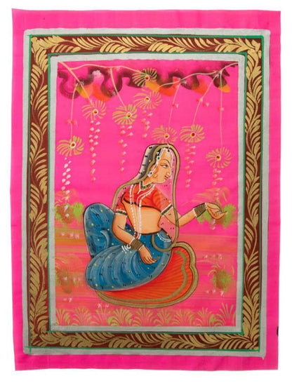 Peinture Rajput Miniature Art Mughal Inde : Princesse Maharani 31 cm