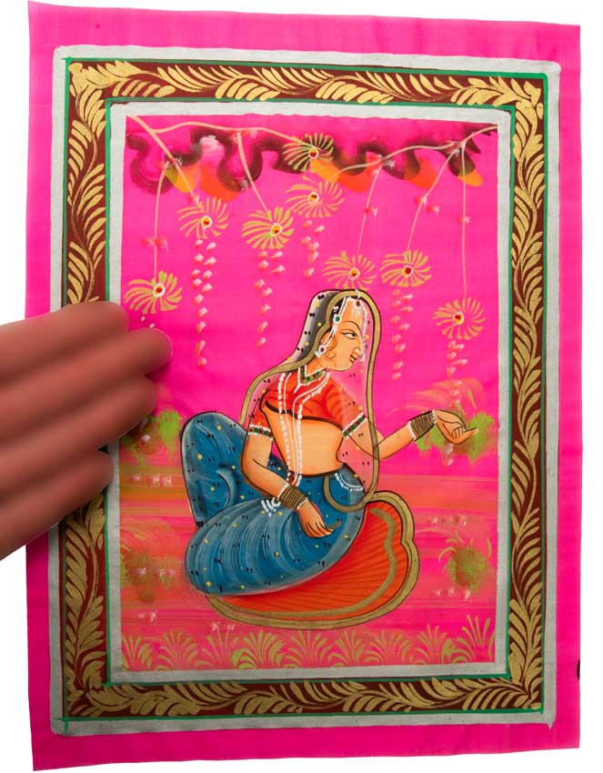 Peinture Rajput Miniature Art Mughal Inde : Princesse Maharani 31 cm
