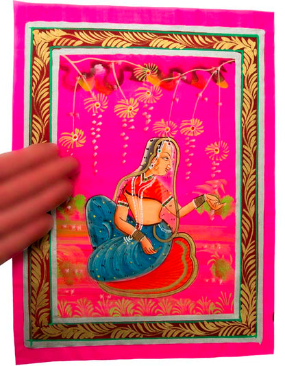 Peinture Rajput Miniature Art Mughal Inde : Princesse Maharani 31 cm