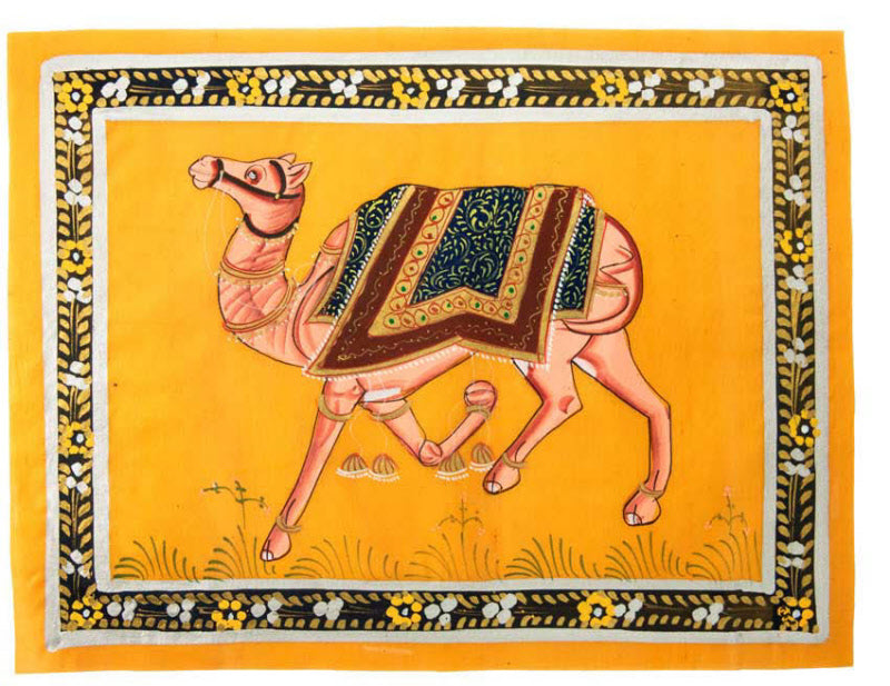 Peinture Rajput Miniature Art Mughal Inde : Chameau Royal 30 cm