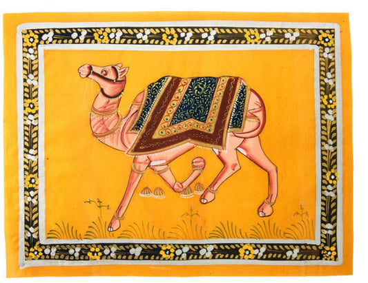 Peinture Rajput Miniature Art Mughal Inde : Chameau Royal 30 cm