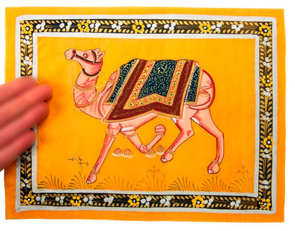 Peinture Rajput Miniature Art Mughal Inde : Chameau Royal 30 cm