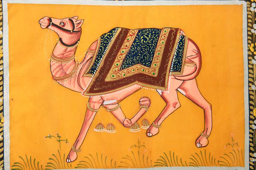 Peinture Rajput Miniature Art Mughal Inde : Chameau Royal 30 cm
