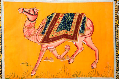 Peinture Rajput Miniature Art Mughal Inde : Chameau Royal 30 cm