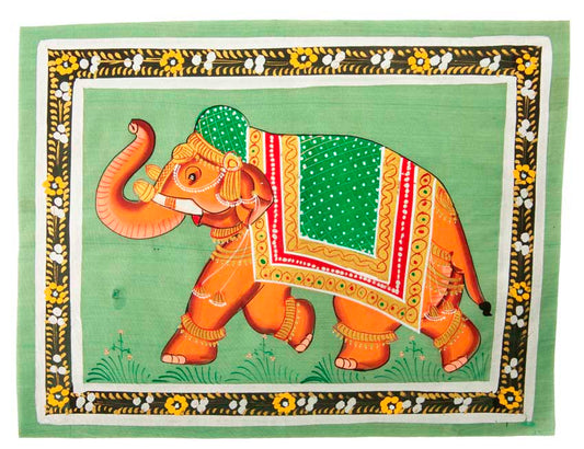 Peinture Rajput Miniature Éléphant Royal 31 cm – Art Moghol – Artisanat Indien