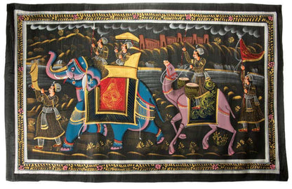 Peinture Rajput Miniature Indienne – Scène de Chasse Royale