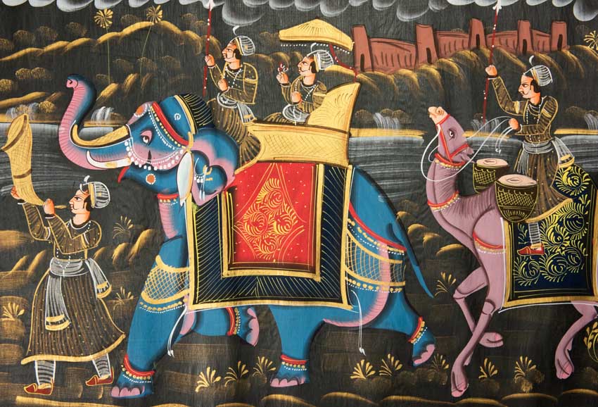 Peinture Rajput Miniature Indienne – Scène de Chasse Royale