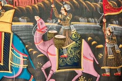 Peinture Rajput Miniature Indienne – Scène de Chasse Royale