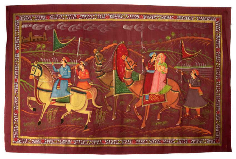 Peinture Rajput Miniature Indienne – Chasse Royale au Rajasthan