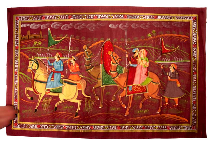 Peinture Rajput Miniature Indienne – Chasse Royale au Rajasthan