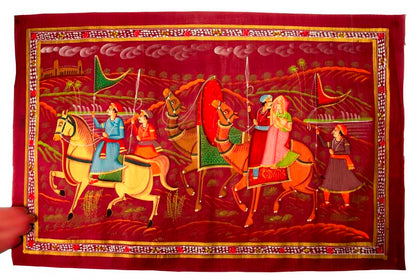 Peinture Rajput Miniature Indienne – Chasse Royale au Rajasthan